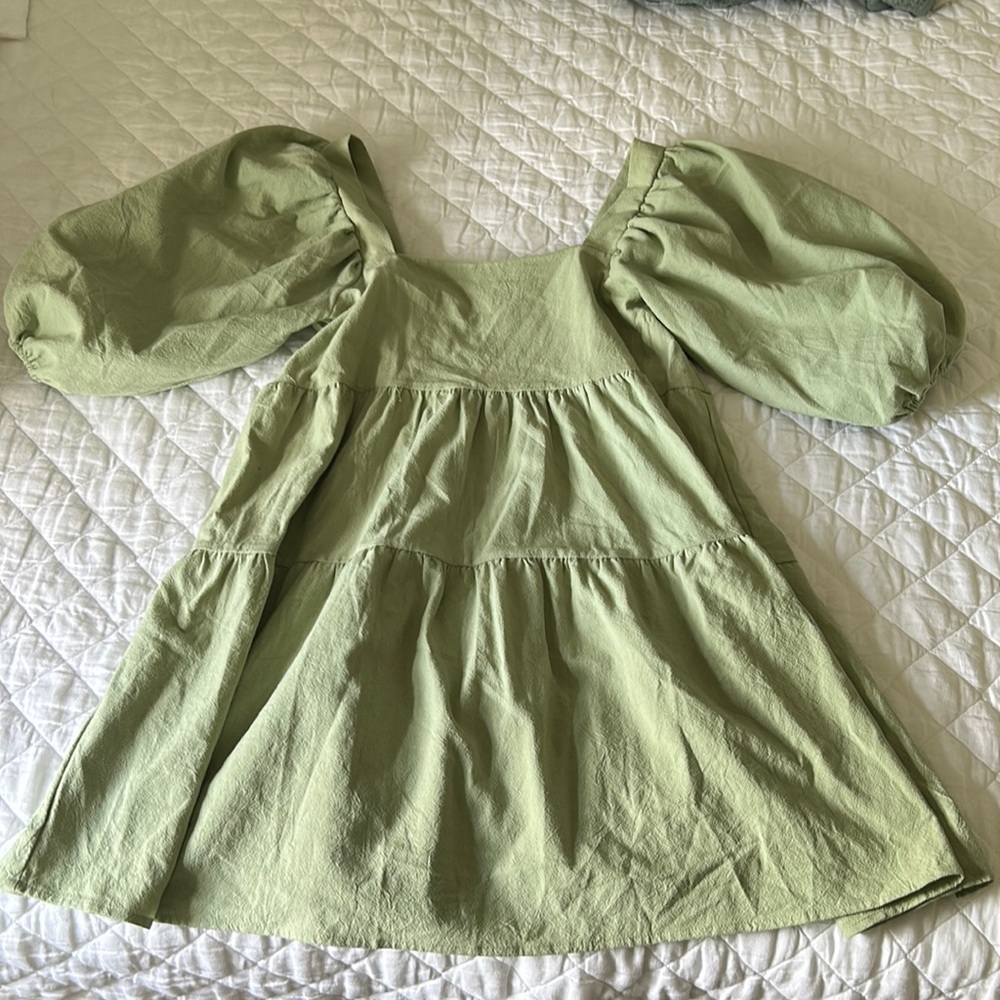Nasty Gal Square Neck Puff Sleeve Mini Dress